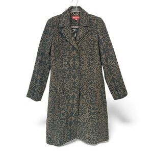 MERONA Women’s Wool Blend Jacquard Single Breasted Coat | Brown & Black  – M